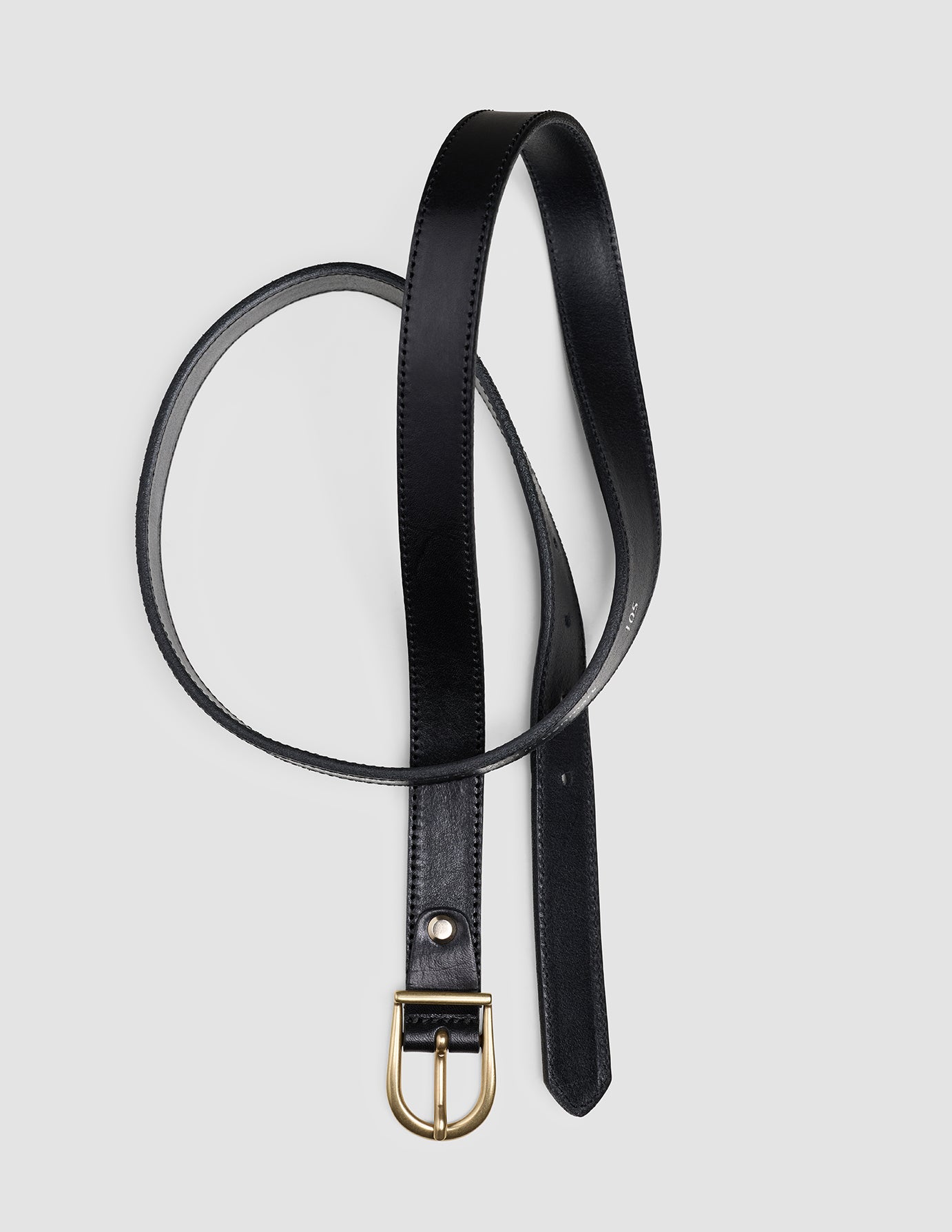 Women's Thin Leather Belt Gold Black